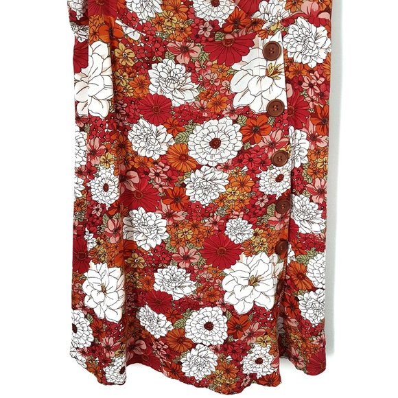 Forever 21 Red/Multi Floral Print Dress, 0X - NWT - Picture 4 of 9